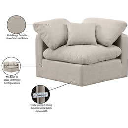Meridian Indulge Beige Linen Textured Fabric Corner Chair