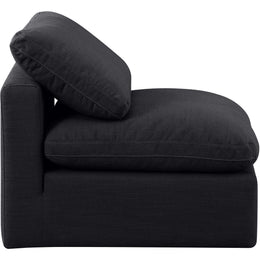 Meridian Indulge Black Linen Textured Fabric Armless Chair