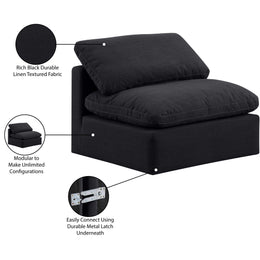 Meridian Indulge Black Linen Textured Fabric Armless Chair