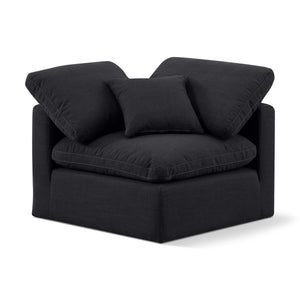 Meridian Indulge Black Linen Textured Fabric Corner Chair