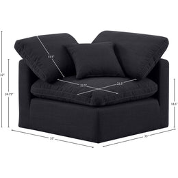 Meridian Indulge Black Linen Textured Fabric Corner Chair