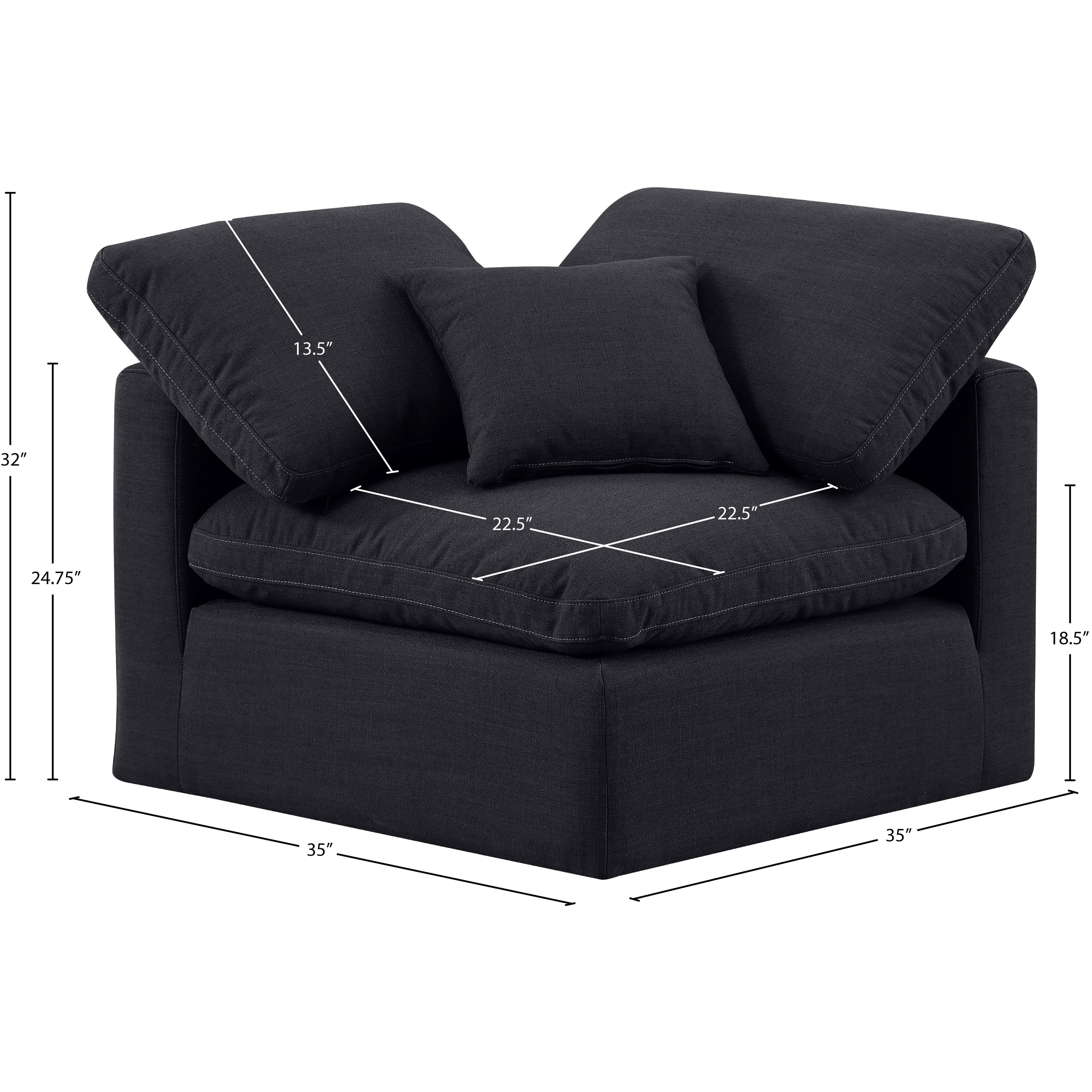 Meridian Indulge Black Linen Textured Fabric Corner Chair
