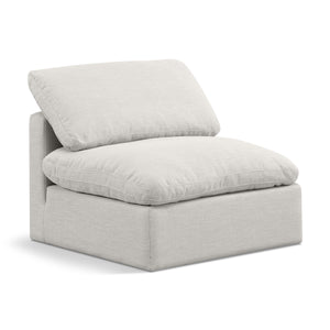 Meridian Indulge Cream Linen Textured Fabric Armless Chair