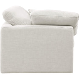Meridian Indulge Cream Linen Textured Fabric Corner Chair