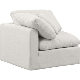 Meridian Indulge Cream Linen Textured Fabric Corner Chair