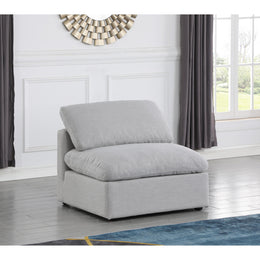 Meridian Indulge Grey Linen Textured Fabric Armless Chair