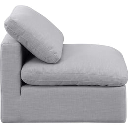 Meridian Indulge Grey Linen Textured Fabric Armless Chair
