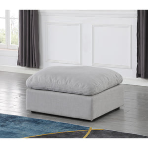 Meridian Indulge Grey Linen Textured Fabric Ottoman