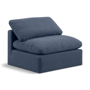 Meridian Indulge Navy Linen Textured Fabric Armless Chair