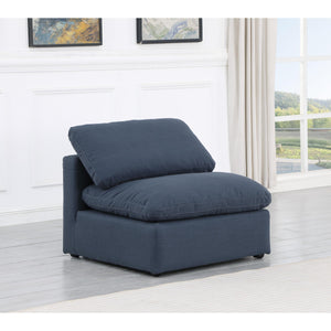Meridian Indulge Navy Linen Textured Fabric Armless Chair