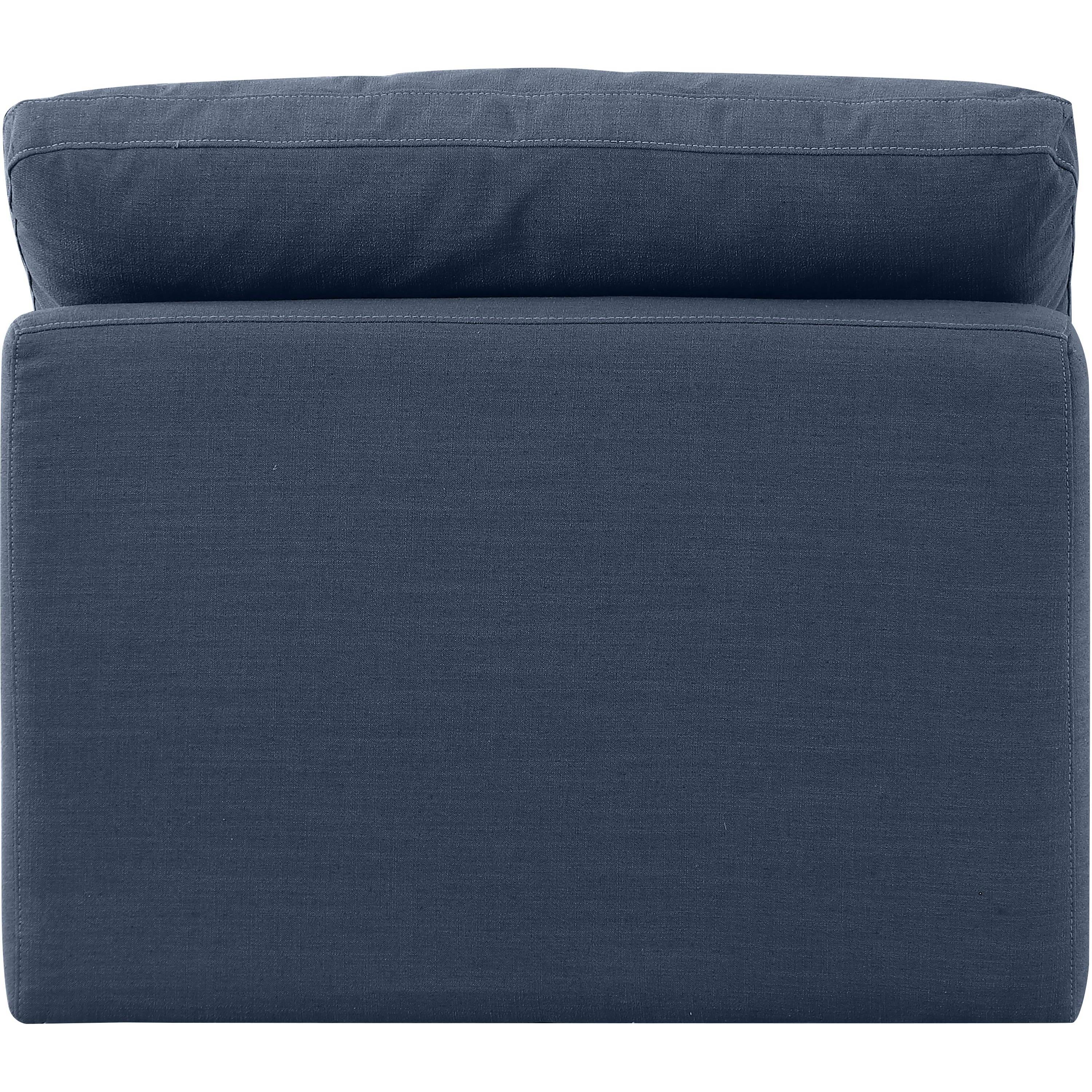 Meridian Indulge Navy Linen Textured Fabric Armless Chair