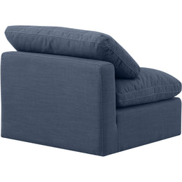 Meridian Indulge Navy Linen Textured Fabric Armless Chair