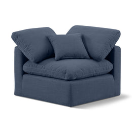 Meridian Indulge Navy Linen Textured Fabric Corner Chair