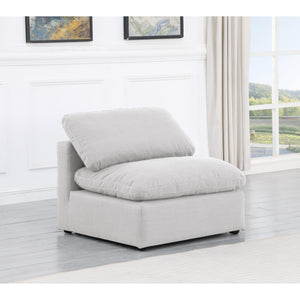 Meridian Indulge White Linen Textured Fabric Armless Chair