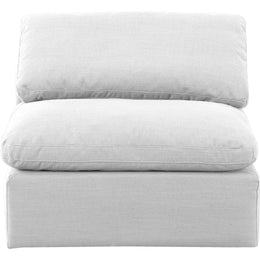Meridian Indulge White Linen Textured Fabric Armless Chair