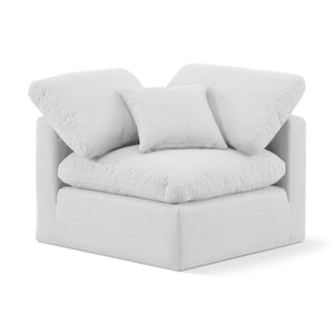 Meridian Indulge White Linen Textured Fabric Corner Chair