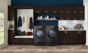 Package - LG - 4.5 Cu. Ft. High-Efficiency Stackable Smart Front Load Washer with Steam and Built-In Intelligence and 7.4 Cu. Ft. Stackable Smart Electric Dryer with Steam and Built-In Intelligence - Black Steel