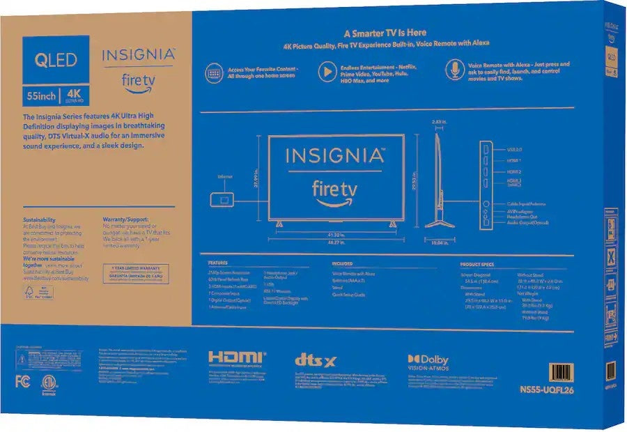 Insignia™ - 55" Class QF Series QLED 4K UHD Smart Fire TV