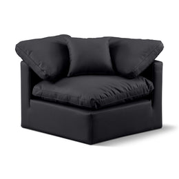 Meridian Indulge Black Vegan Leather Corner Chair