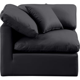 Meridian Indulge Black Vegan Leather Corner Chair