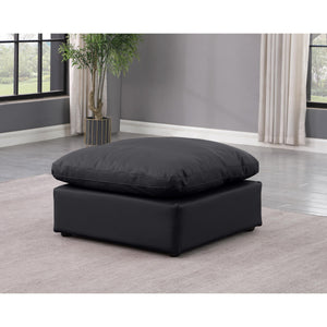 Meridian Indulge Black Vegan Leather Ottoman