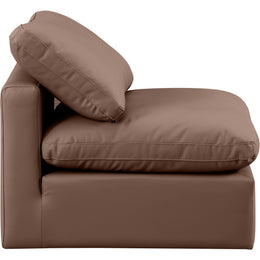 Meridian Indulge Brown Vegan Leather Armless Chair