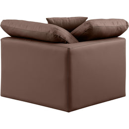 Meridian Indulge Brown Vegan Leather Corner Chair
