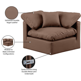 Meridian Indulge Brown Vegan Leather Corner Chair