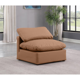 Meridian Indulge Cognac Vegan Leather Armless Chair