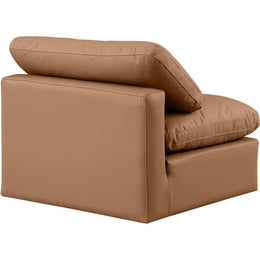Meridian Indulge Cognac Vegan Leather Armless Chair