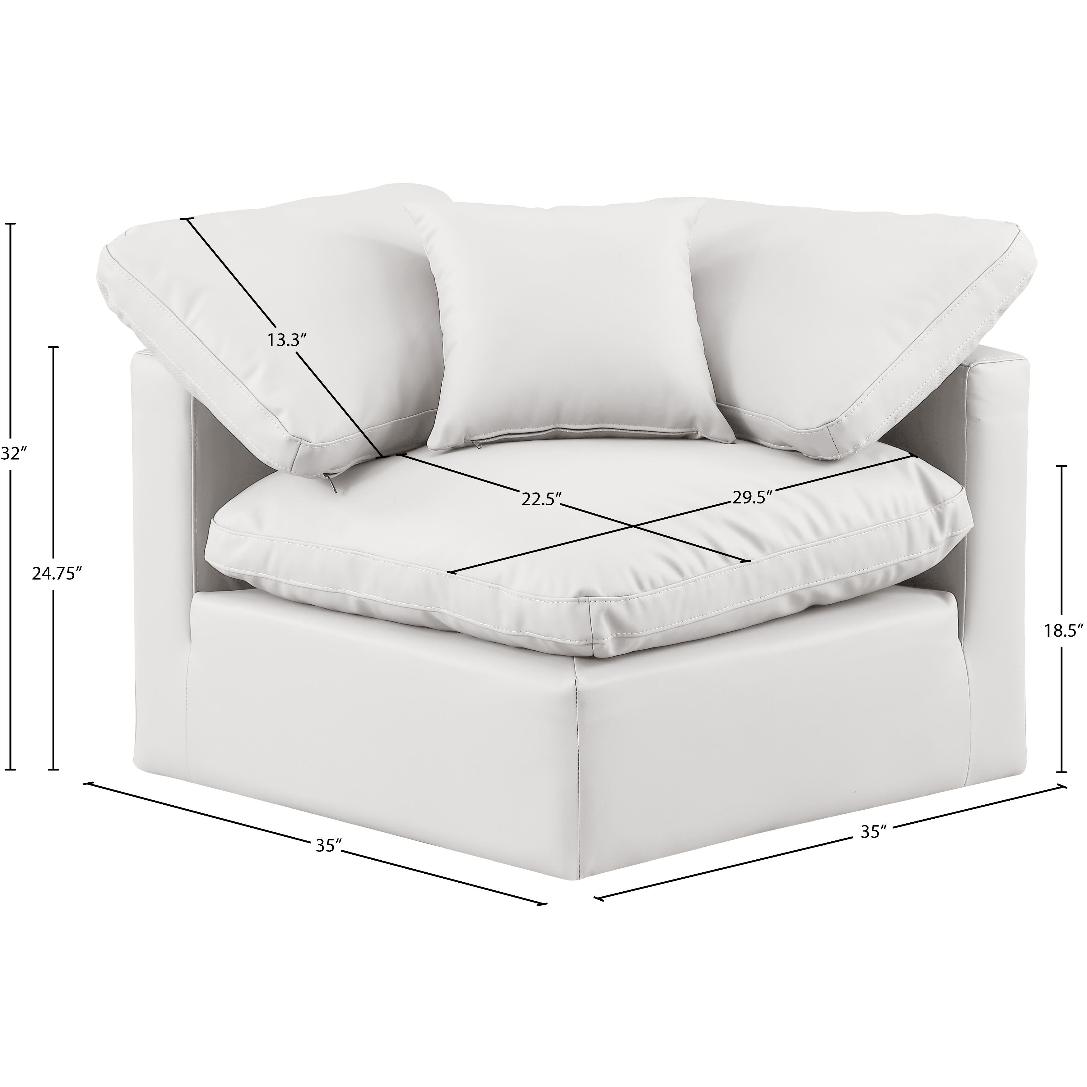 Meridian Indulge Cream Vegan Leather Corner Chair