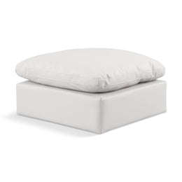 Meridian Indulge Cream Vegan Leather Ottoman