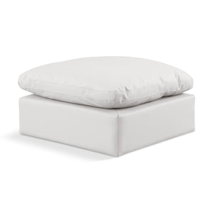 Meridian Indulge Cream Vegan Leather Ottoman