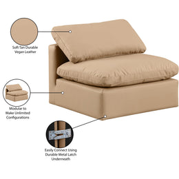 Meridian Indulge Tan Vegan Leather Armless Chair