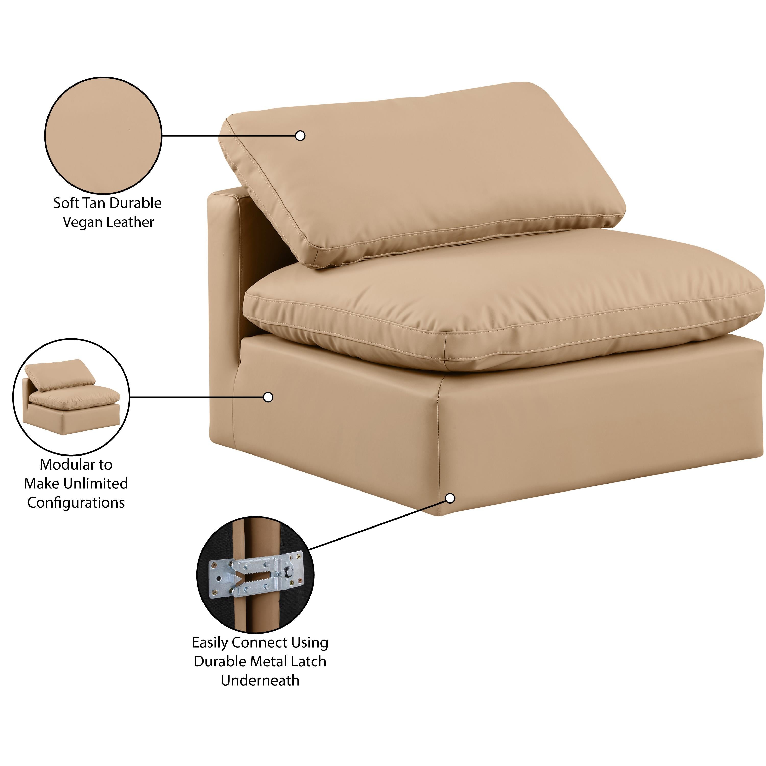 Meridian Indulge Tan Vegan Leather Armless Chair