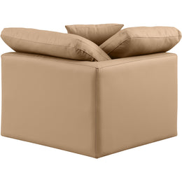 Meridian Indulge Tan Vegan Leather Corner Chair