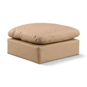 Meridian Indulge Tan Vegan Leather Ottoman