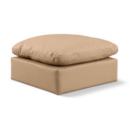 Meridian Indulge Tan Vegan Leather Ottoman