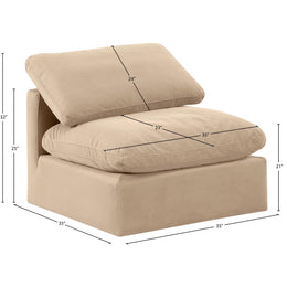Meridian Indulge Beige Velvet Armless Chair