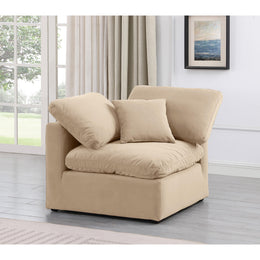 Meridian Indulge Beige Velvet Corner Chair