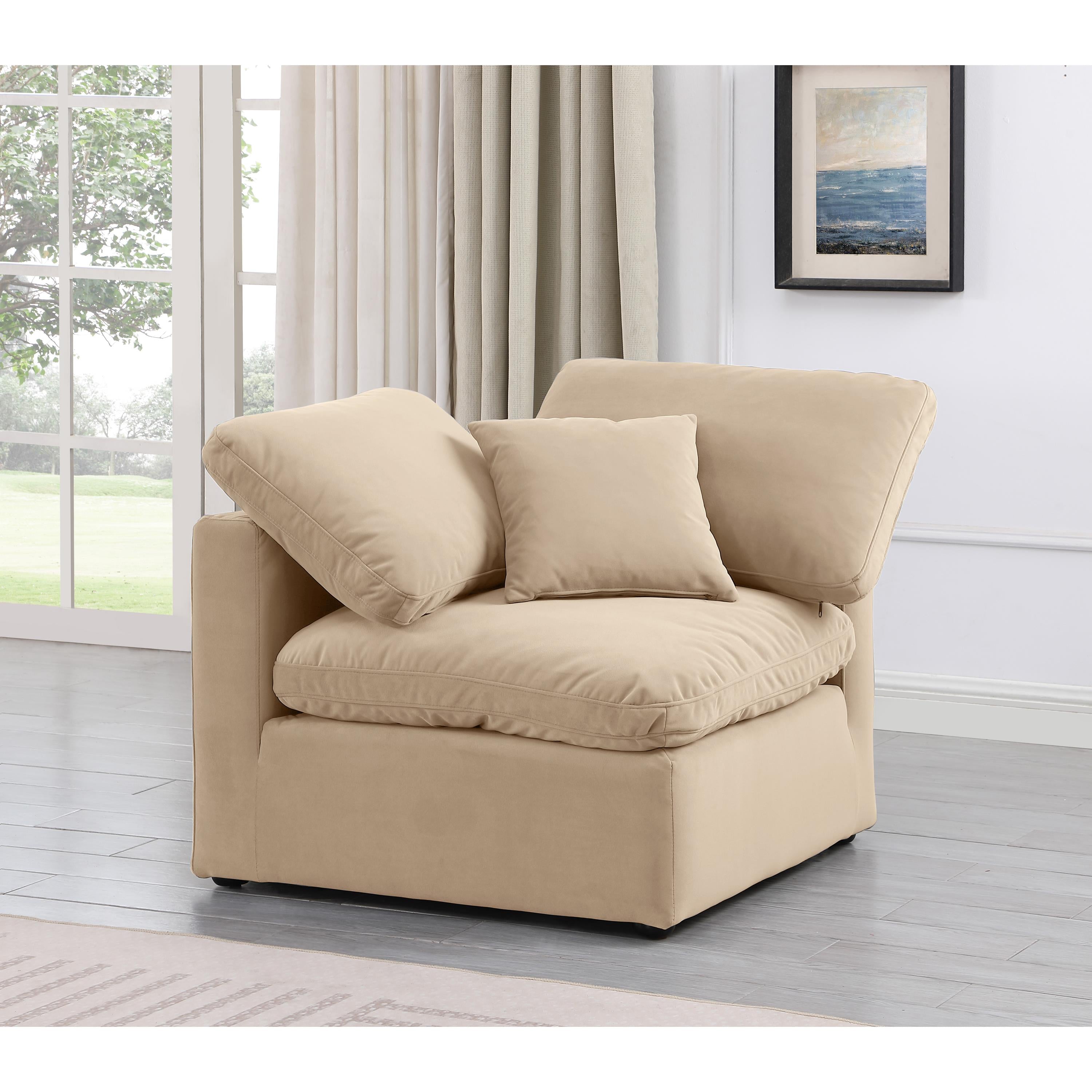 Meridian Indulge Beige Velvet Corner Chair