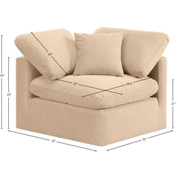 Meridian Indulge Beige Velvet Corner Chair