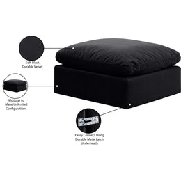 Meridian Indulge Black Velvet Ottoman