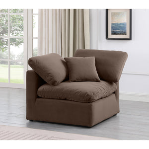 Meridian Indulge Brown Velvet Corner Chair