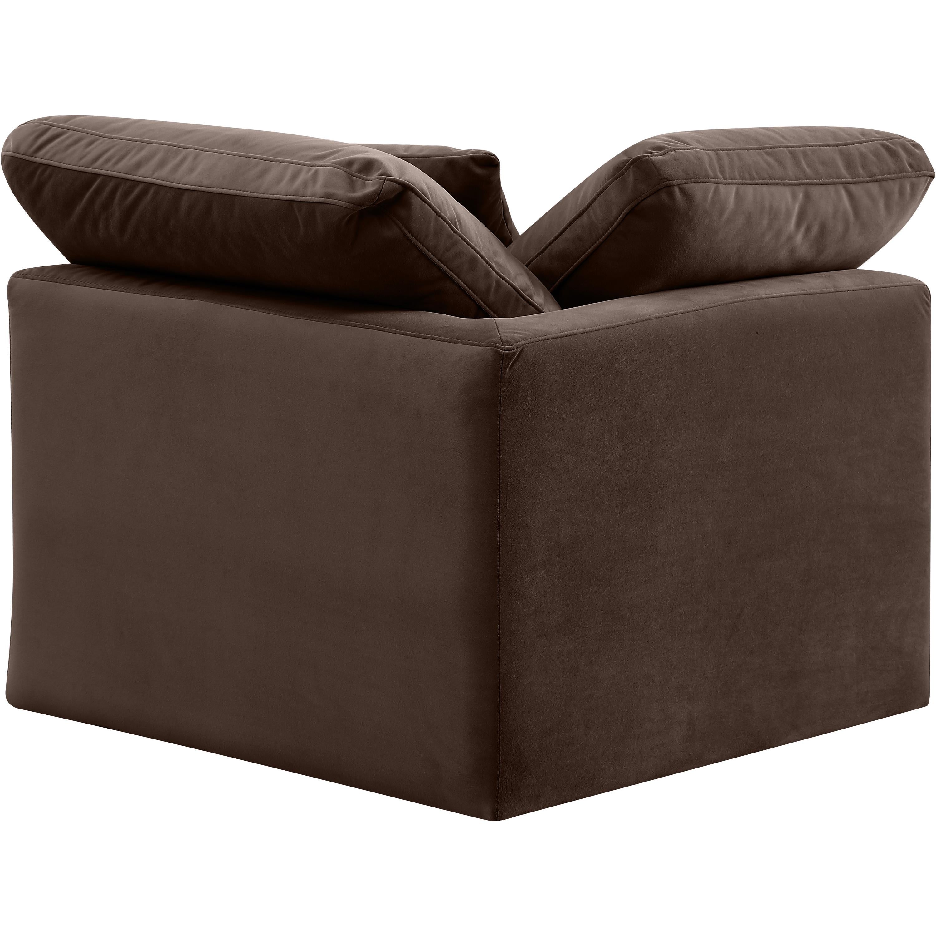 Meridian Indulge Brown Velvet Corner Chair