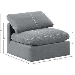 Meridian Indulge Grey Velvet Armless Chair