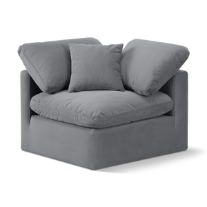 Meridian Indulge Grey Velvet Corner Chair