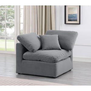 Meridian Indulge Grey Velvet Corner Chair