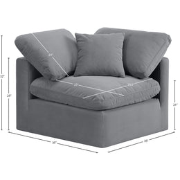 Meridian Indulge Grey Velvet Corner Chair