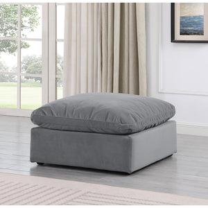 Meridian Indulge Grey Velvet Ottoman